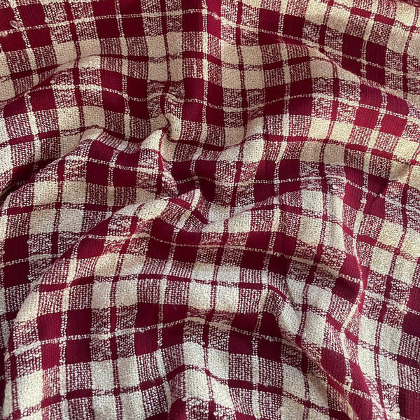 Red & White Check Tweed Fabric OSCP90