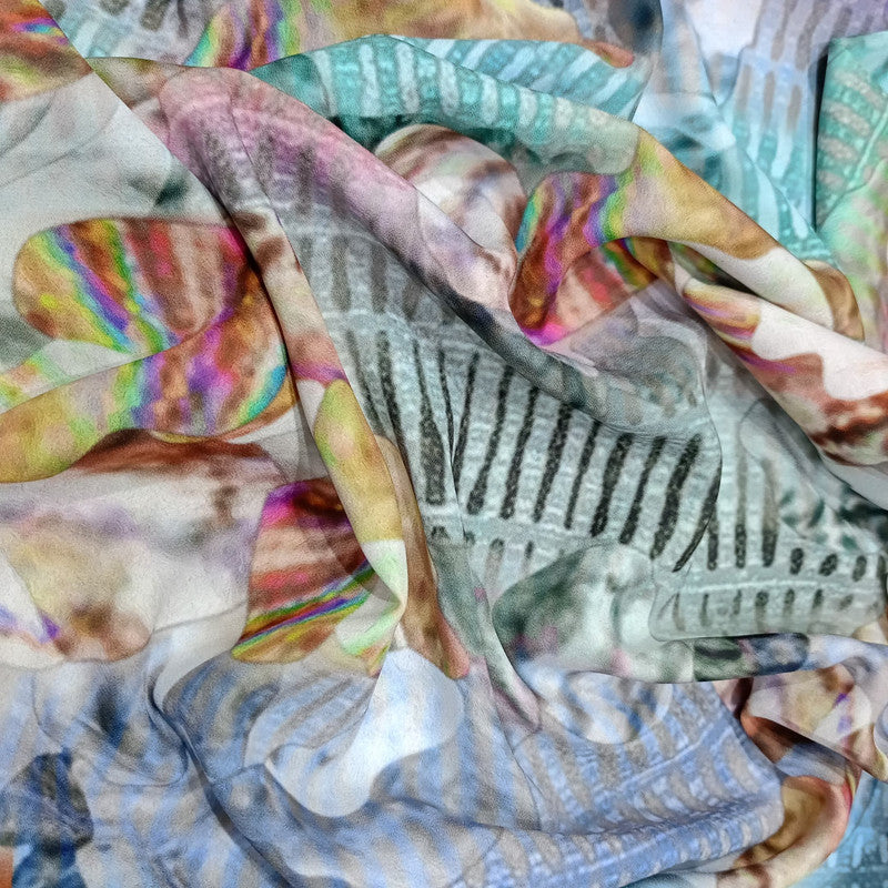 Tropical Escape Print On Royal Georgette RGPS18