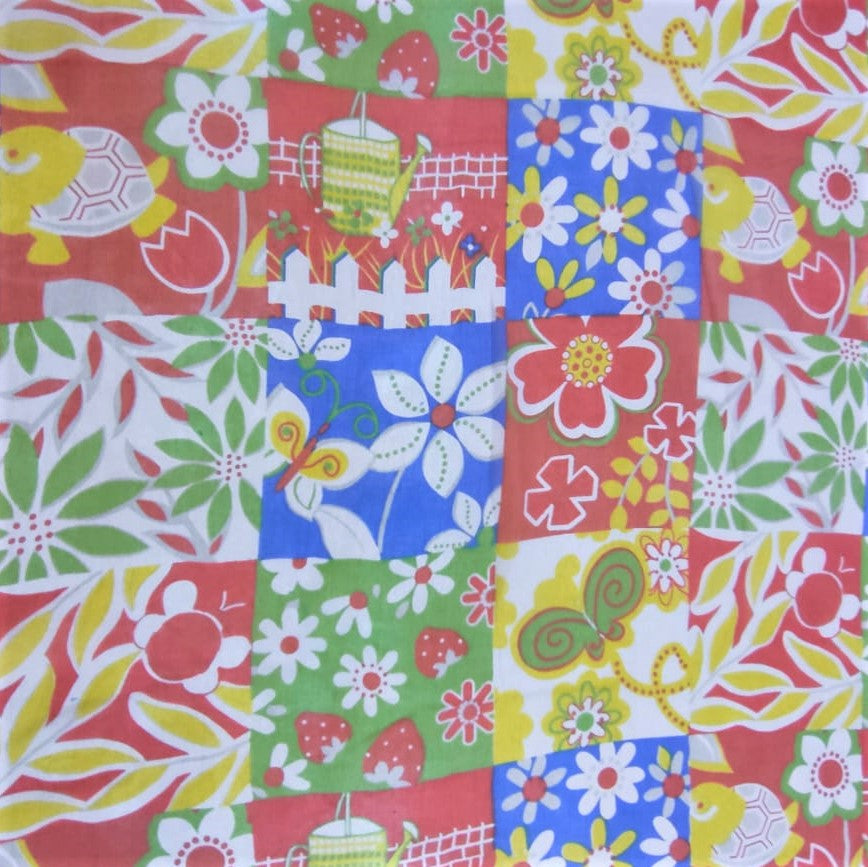 Patch Work Print On Silk Chiffon-SCPS180