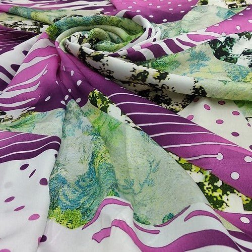 Voilet Marble Print On Korean Satin-KSPS110