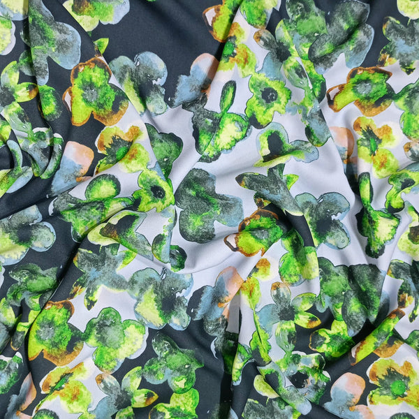 Pond Green Leaf Print On Royal Georgette RGPB32