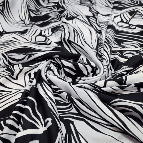 Black & White Marble Print On Crepe Satin CSPS01