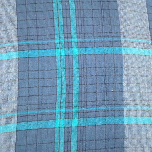 Cotton Sky & Navy Blue Check Y/D Fabric CCYD32