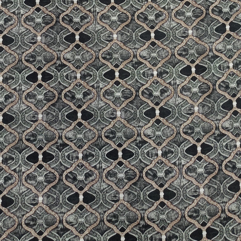 Ogee Blue Print On Korean Satin KSPB84