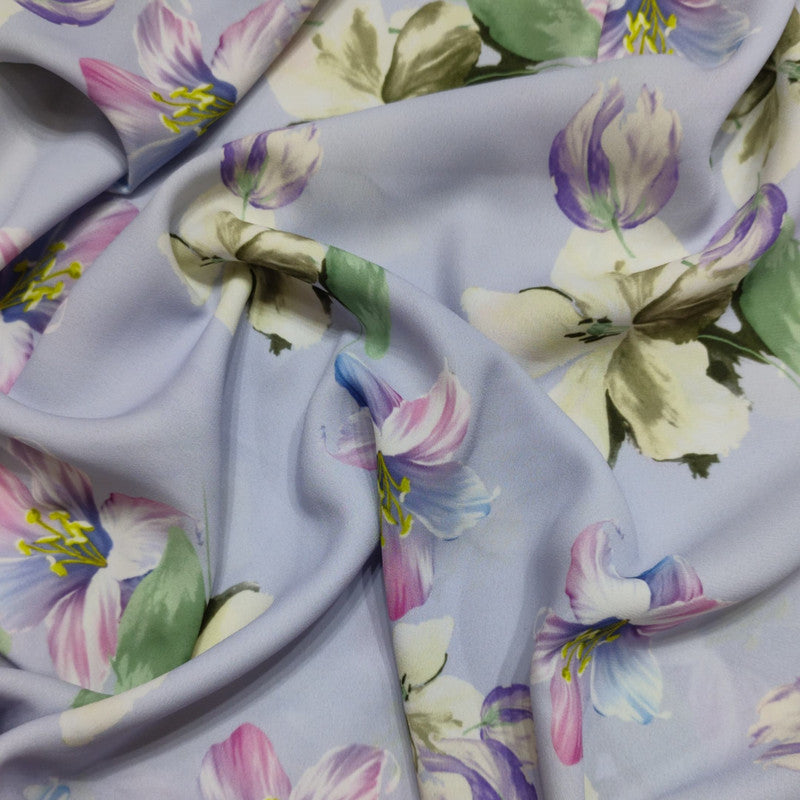 Sky Floral Print On Royal Georgette RGPB121