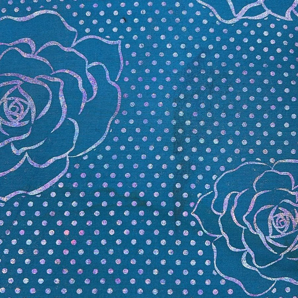 Silver Polka Dots with Flower Foil Print on Cotton Cambric FFFS41