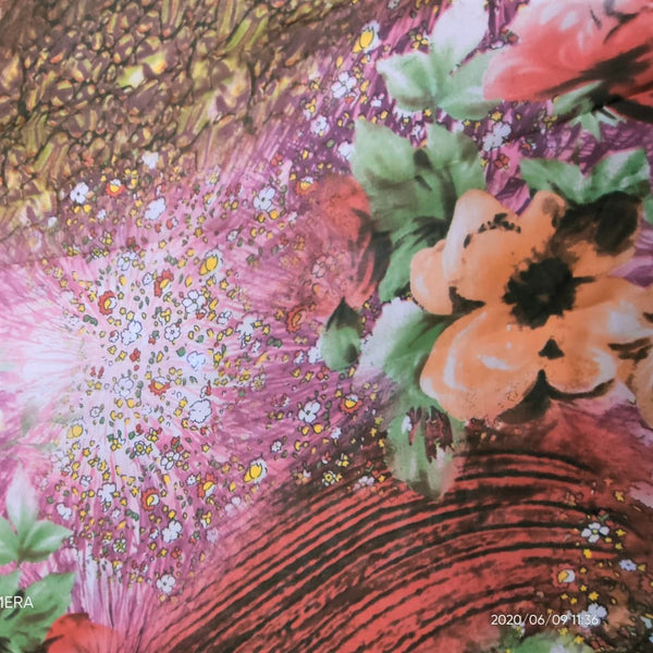 Space Floral Print On Silk Chiffon-SCPS201