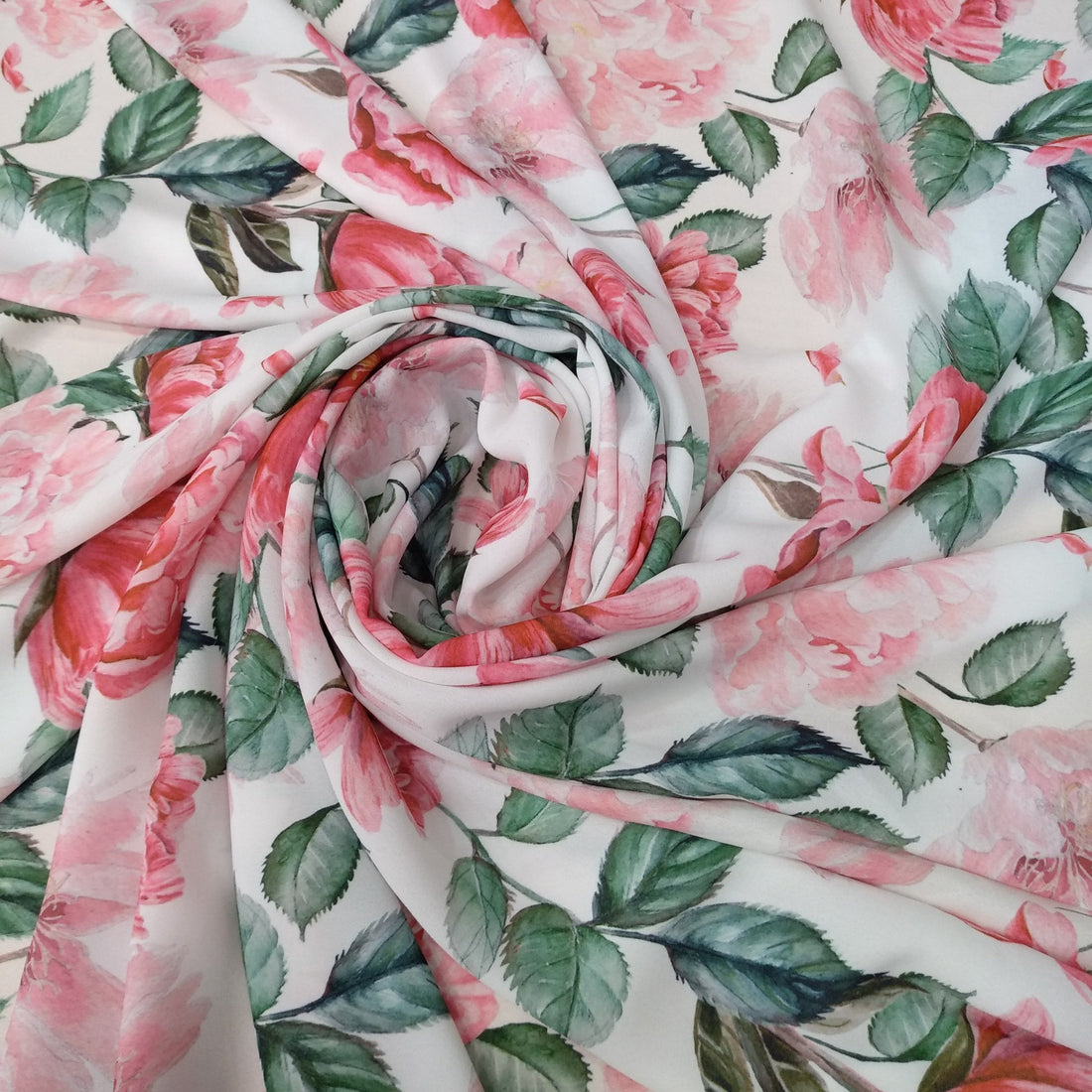 White Base Rose Floral Print On Royal Georgette RGPA14