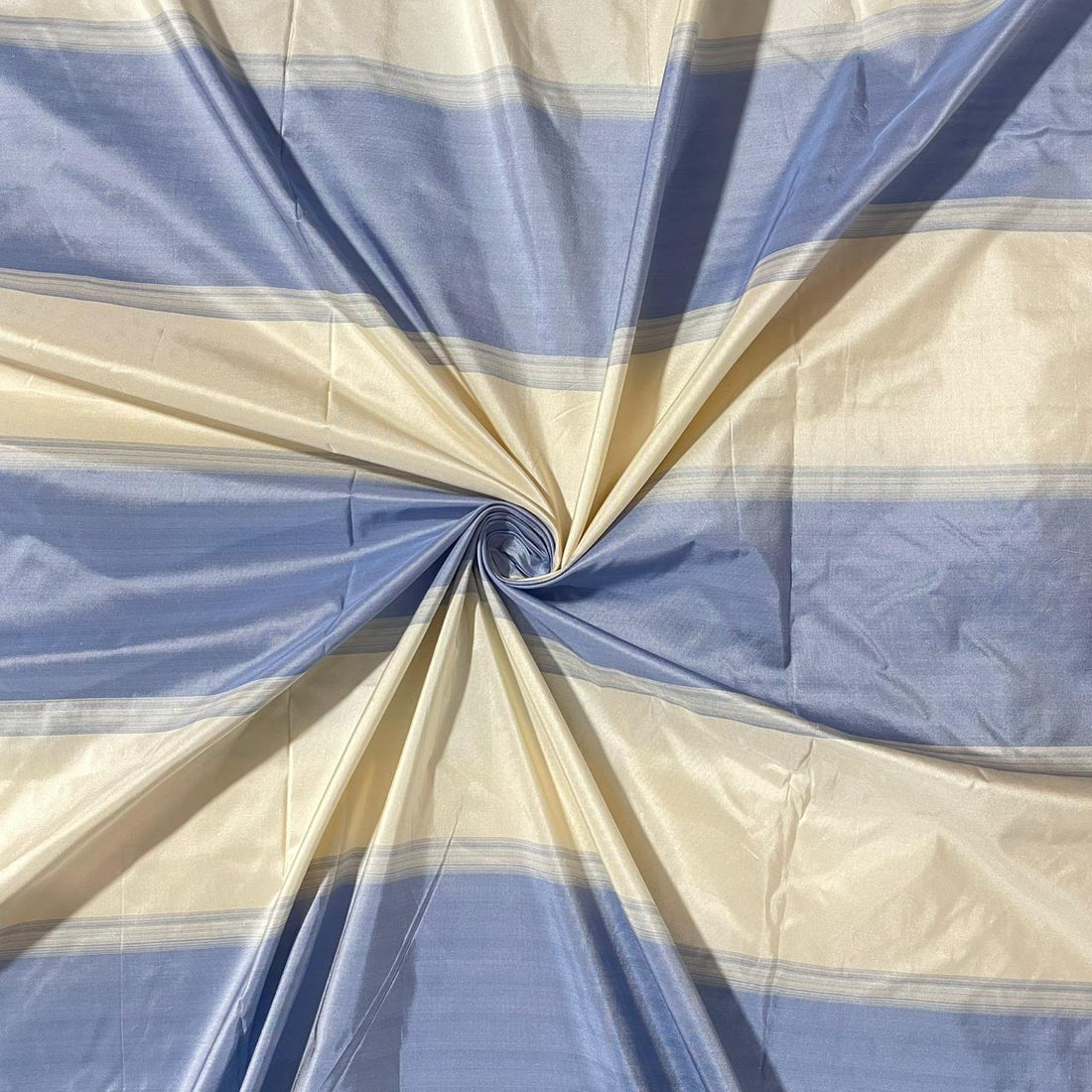 Silk Taffeta-Sky Blue & Cream-Stripes