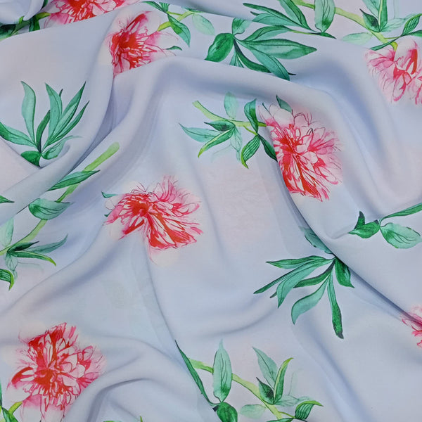 Marrie Gold Floral Print On Royal Georgette RGPA51