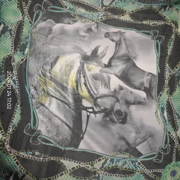 Green Base House Print On Habutai Satin HSPS19