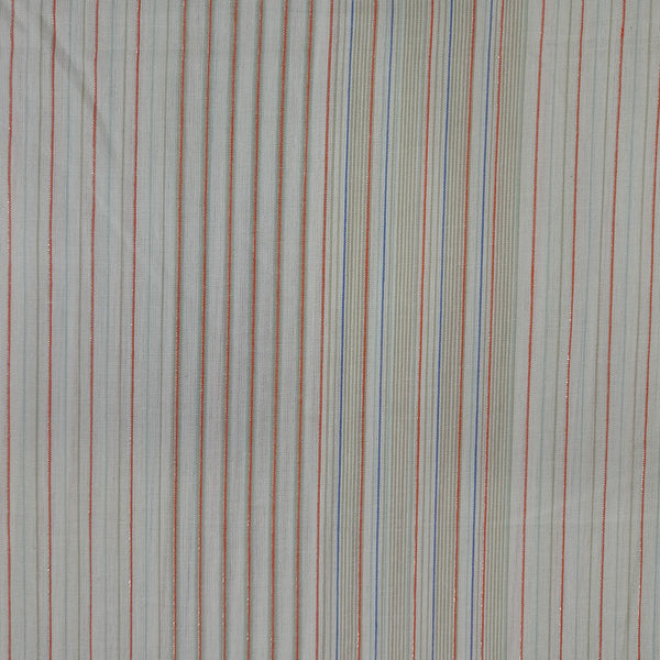 Cotton Lurex Red & Blue & grey  Stripes Y/D Fabrics CLYD08