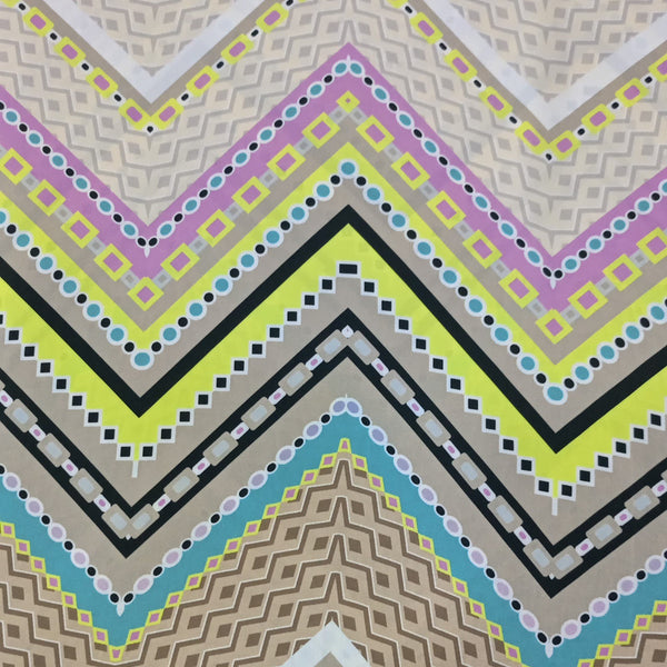 Chevron Bohemian Print On Korean Satin-KSPL15