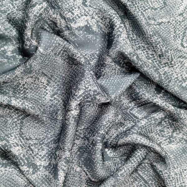 Black Snake Skin Print On Korean Satin KSPL50