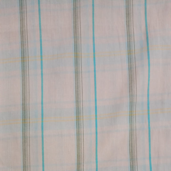 Cotton Pink Brown & Blue Check Y/D Fabric CCYD24