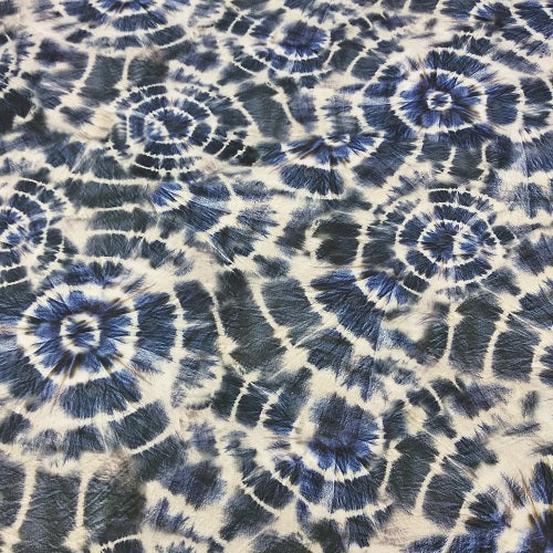 Marble Blue Tie Dye Print On Royal Georgette RGPS11