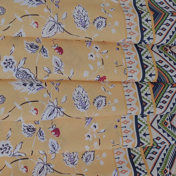 Bohemian Border With Floral Print On Royal Georgette RGPL04