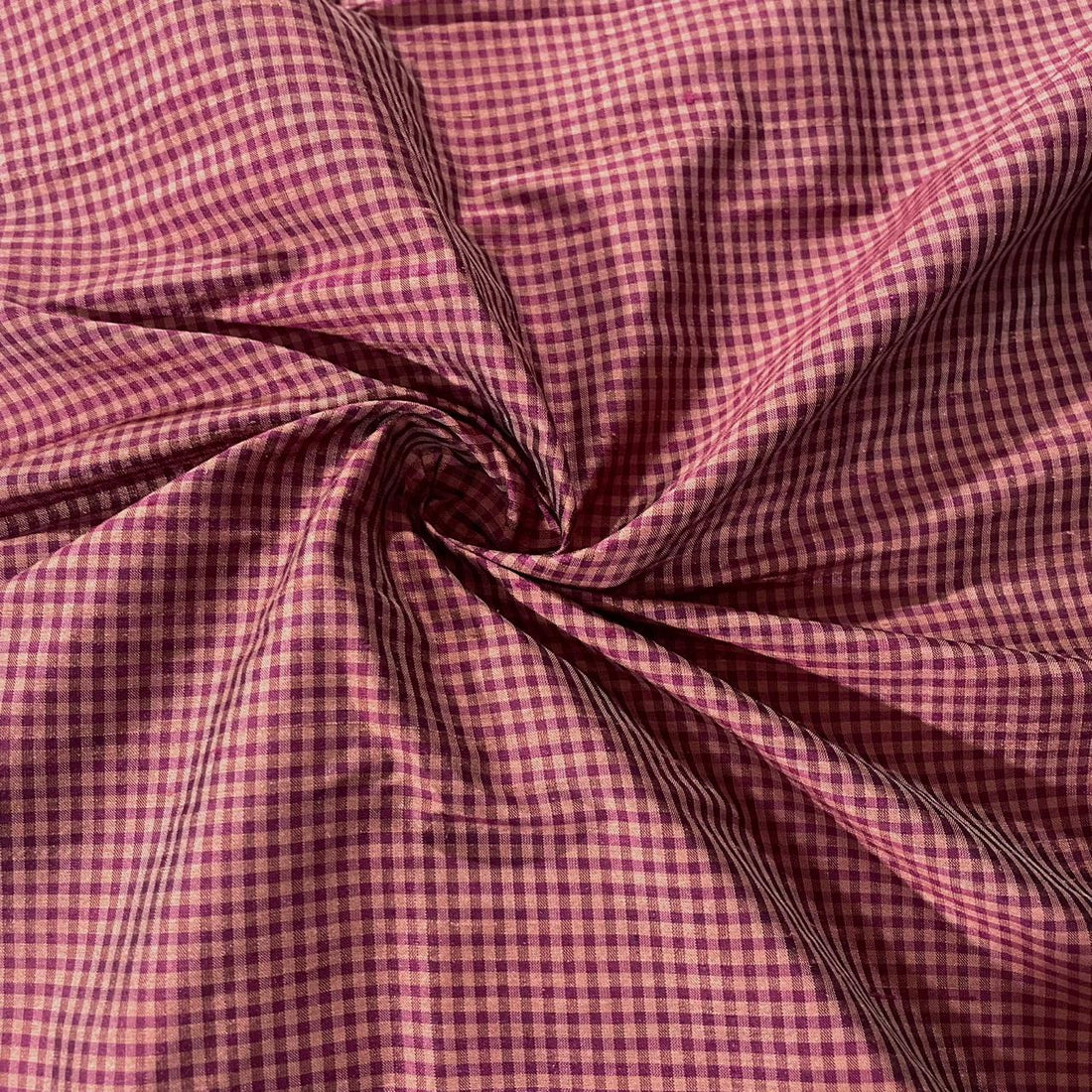 Dupion Silk -Violet & Cream-Check