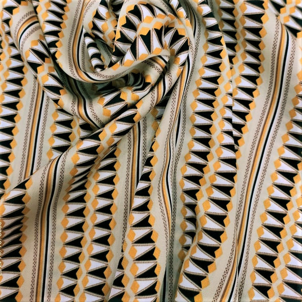 Chevron Yellow Print On Twill Satin TSPS13