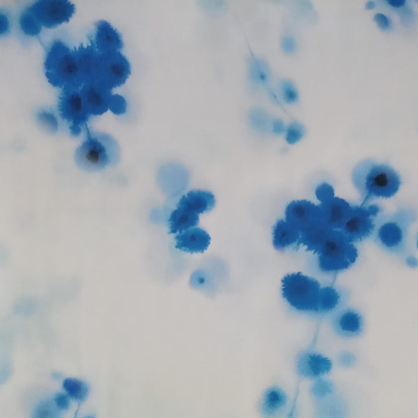 Ocean Blue Tie Dye Print On Korean Satin-KSPL39