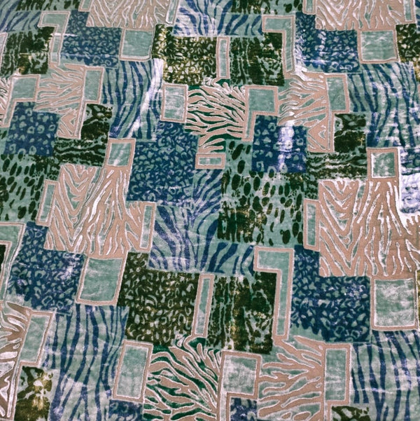 Multicolor Printed Silk Velvet Brasso Fabric