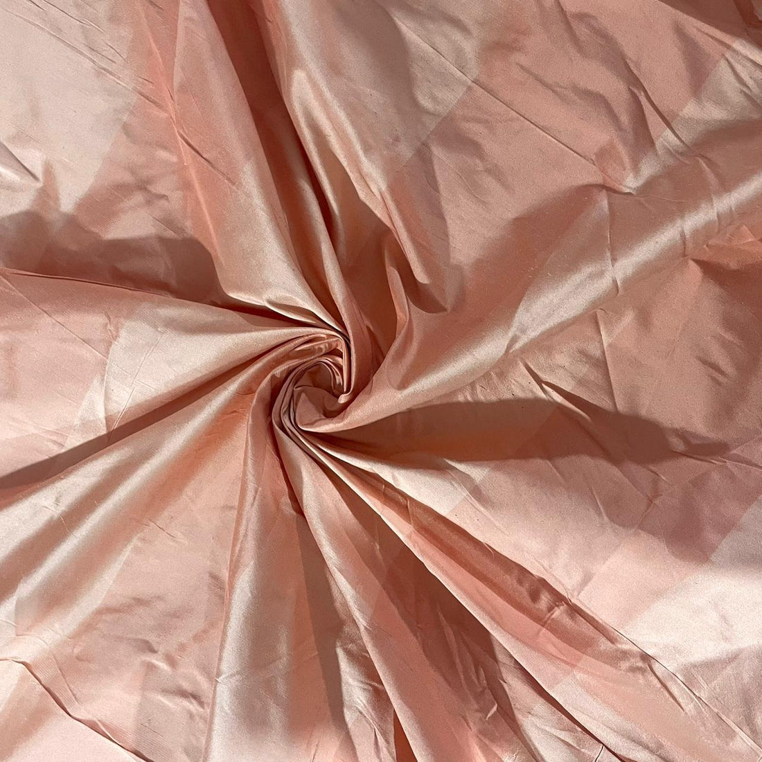 Dupion Silk Coral & Peach Stripes