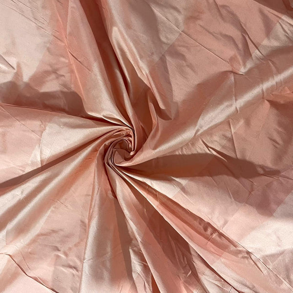 Dupion Silk Coral & Peach Stripes