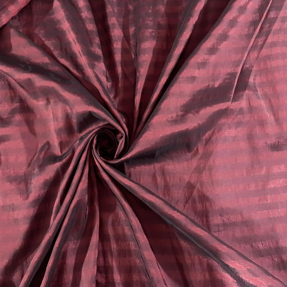 Red & Maroon Stripes On Poly Taffeta