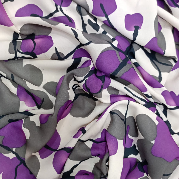 Voilet Berry On White Base Print On Royal Georgette RGPS31