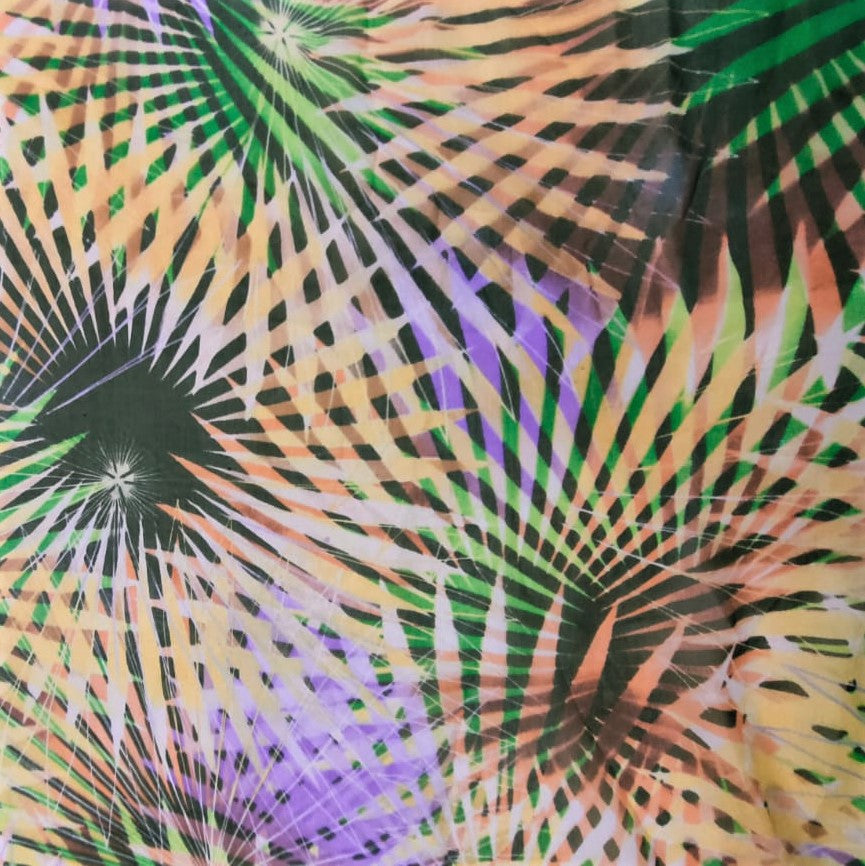 Canvas Art Green Print On Silk Chiffon-SCPS134