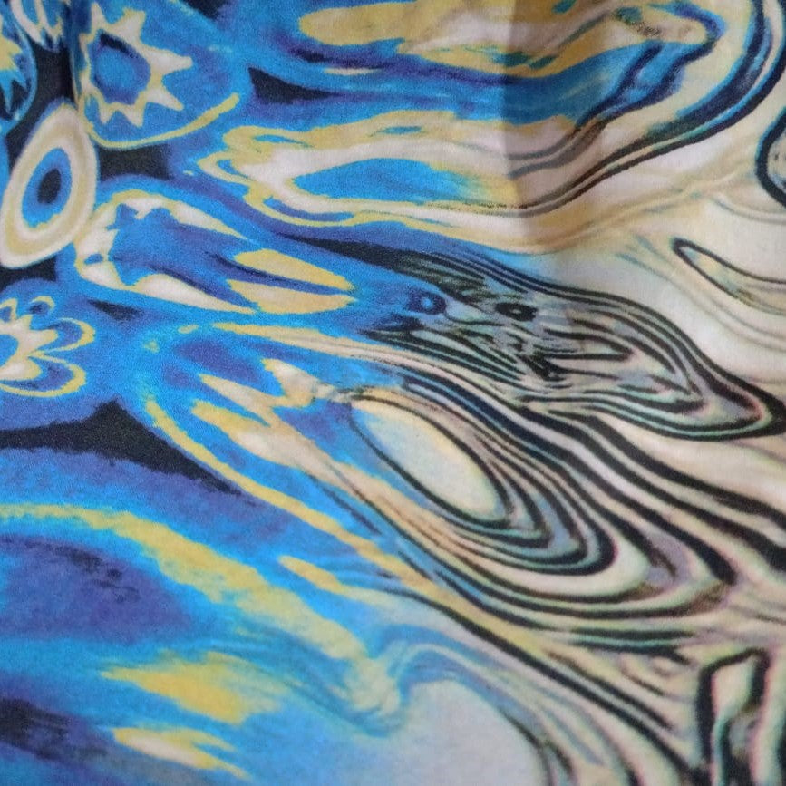 Blue Cyclone Print On Korean Satin KSPS62