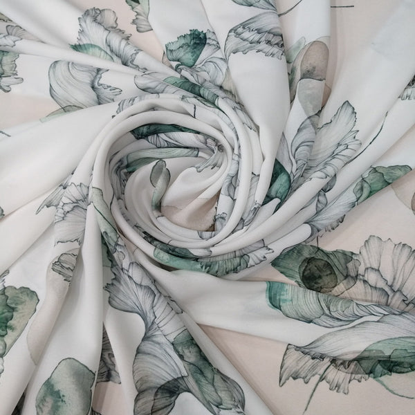 Ocean Flower Print On Royal Georgette RGPL34
