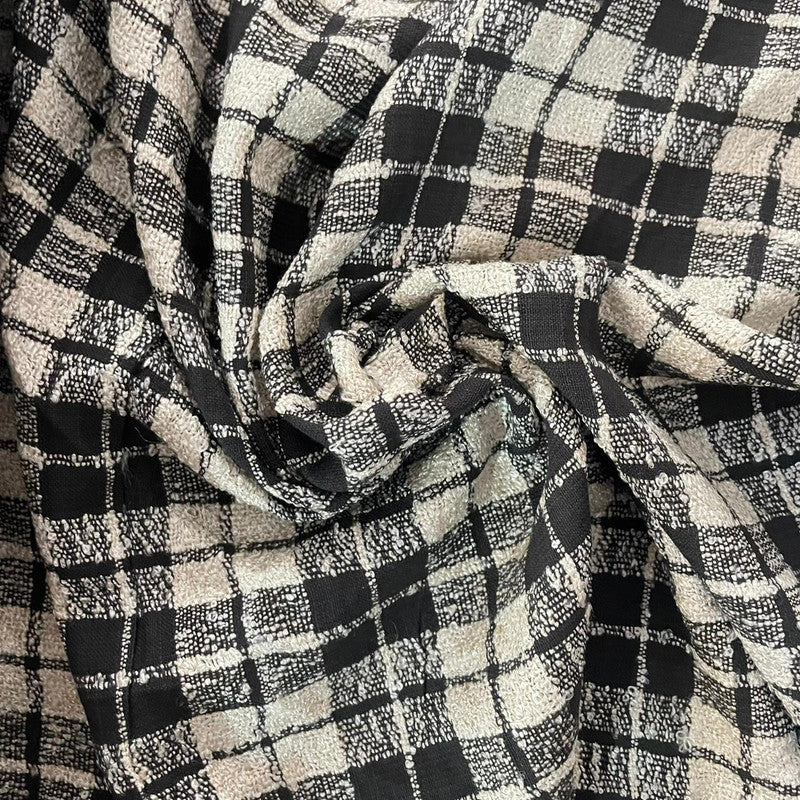 Black & White Check Tweed Fabric OSCP205