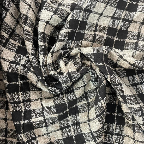 Black & White Check Tweed Fabric OSCP205