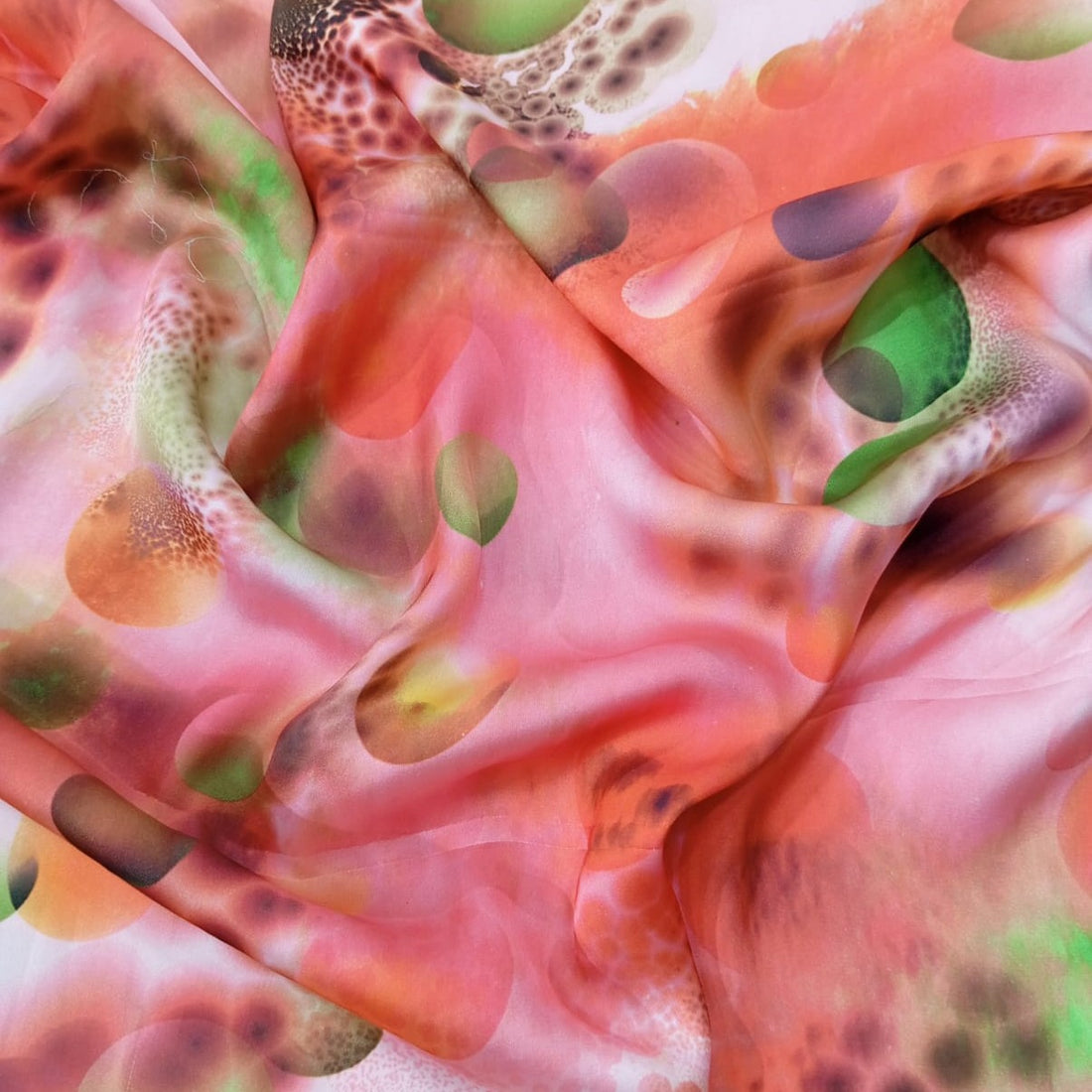 Green Grapes Tie Dye Print On Korean Satin-KSPS49