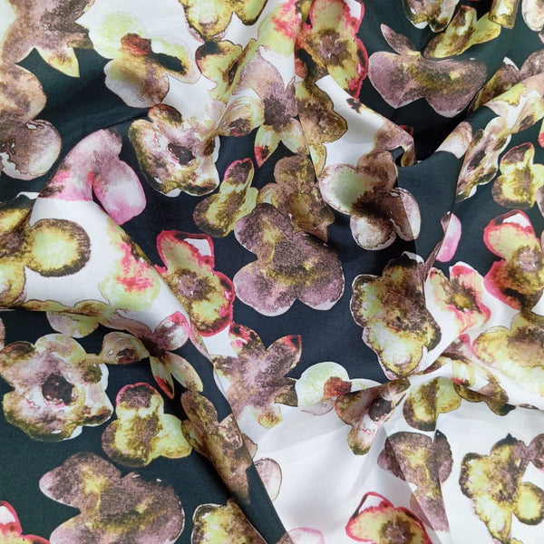 Pond Yellow Leaf Print On Korean Satin-KSPB34
