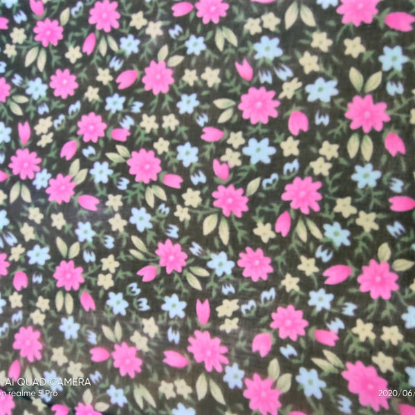 Little Pink Floral Print On Silk Chiffon-SCPS167
