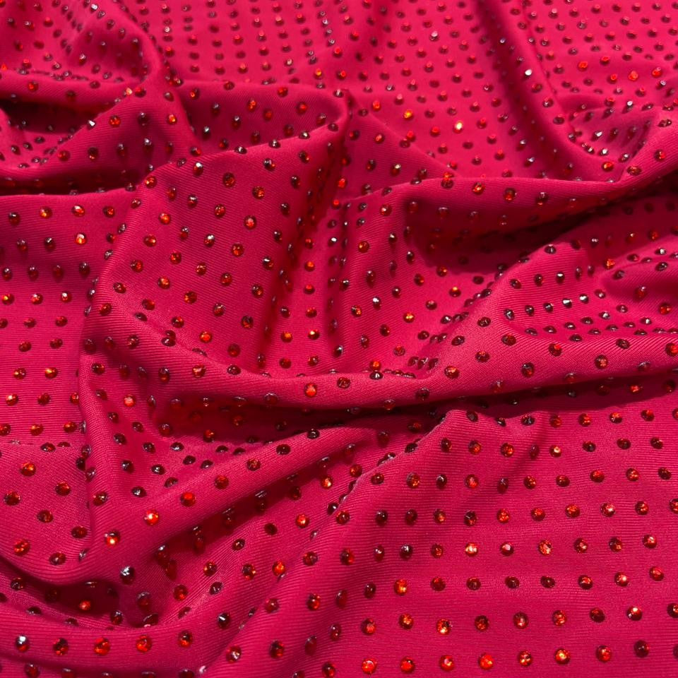 Red On Red Rhinestone Fabric