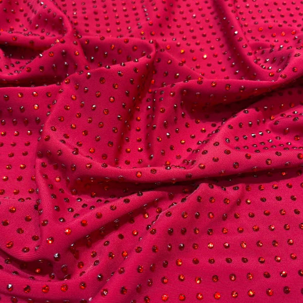 Red On Red Rhinestone Fabric