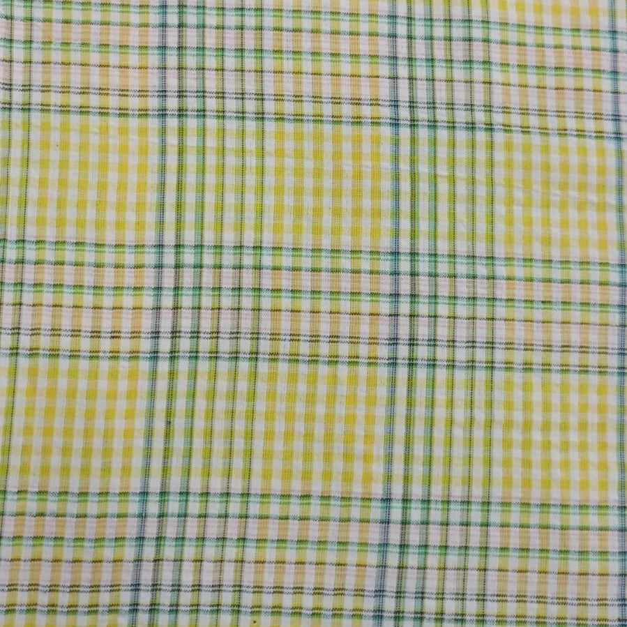 Cotton  Yellow Green  Seersucker Check Y/D Fabric SYDS05