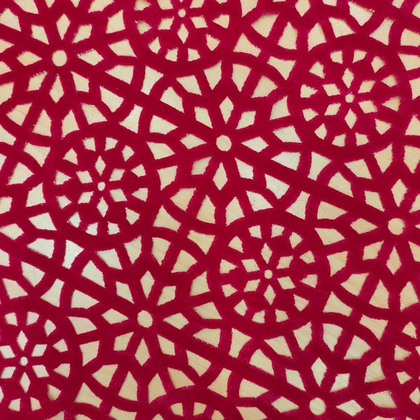 Geometrical Floral Cut Work Velvet Fabric
