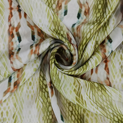 Brown Snake Skin Print On Korean Satin KSPB72