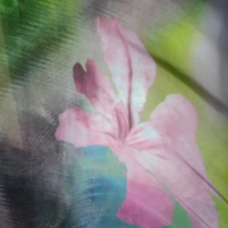 Pond Flower Print On Korean Satin KSPS63