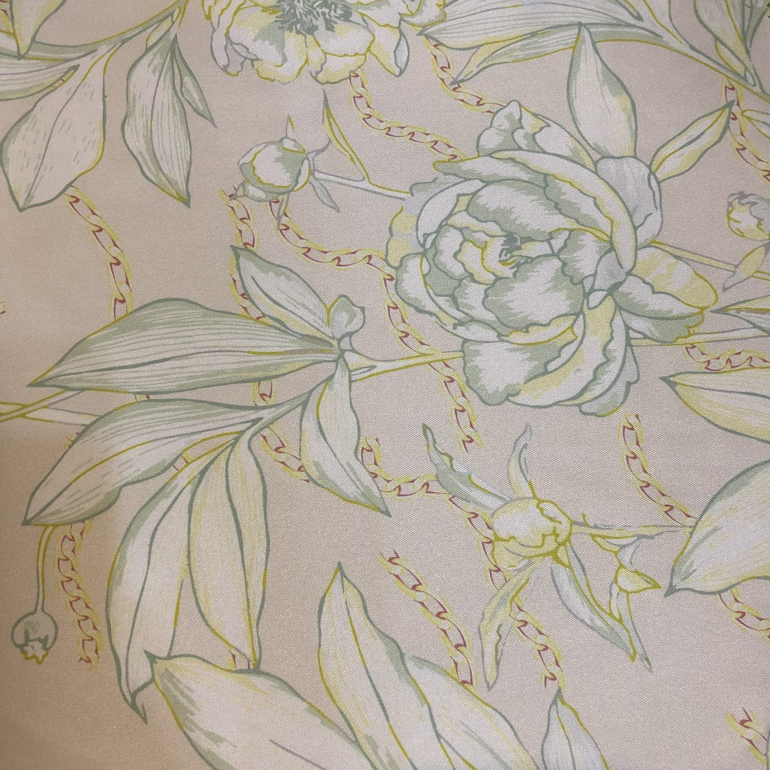 White Rose Print On Korean Satin KSPB43