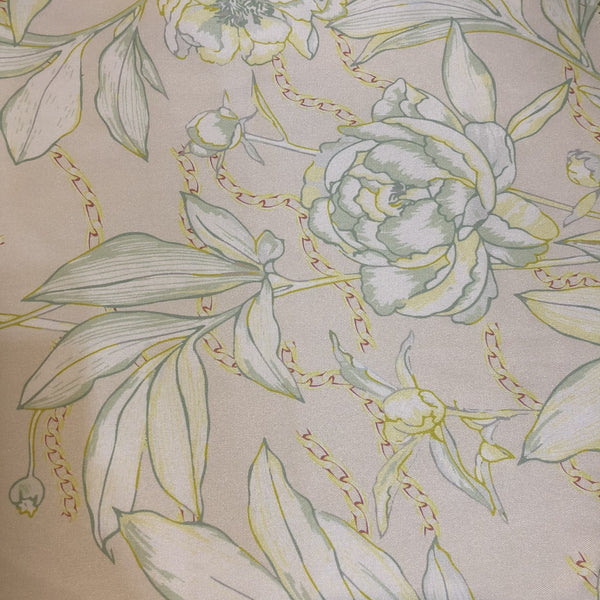 White Rose Print On Korean Satin KSPB43