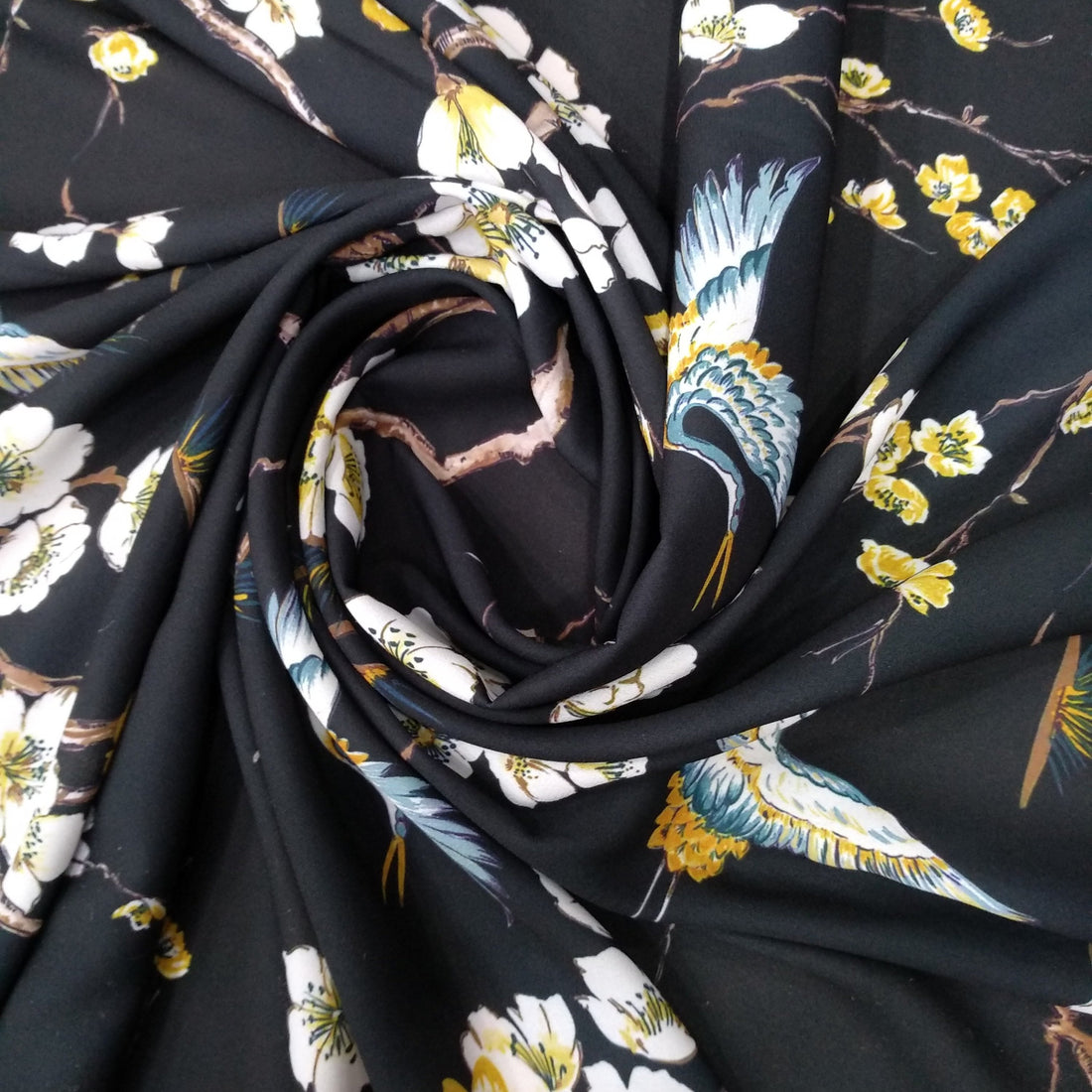 Black Base Floral Print On Royal Georgette RGPL37