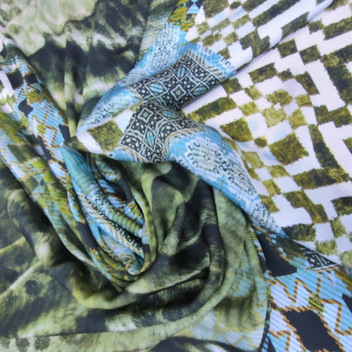 Abstract Marble Print On Korean Satin KSPS08