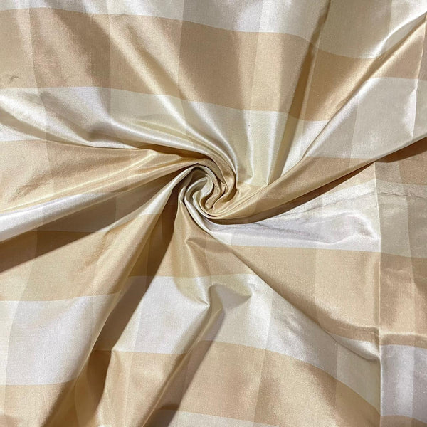 Silk Taffeta-Gold & Beige-Checks