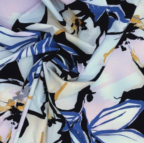 Bloomingdales (Pink And Aqua) Print On Banana Crepe BCPS4
