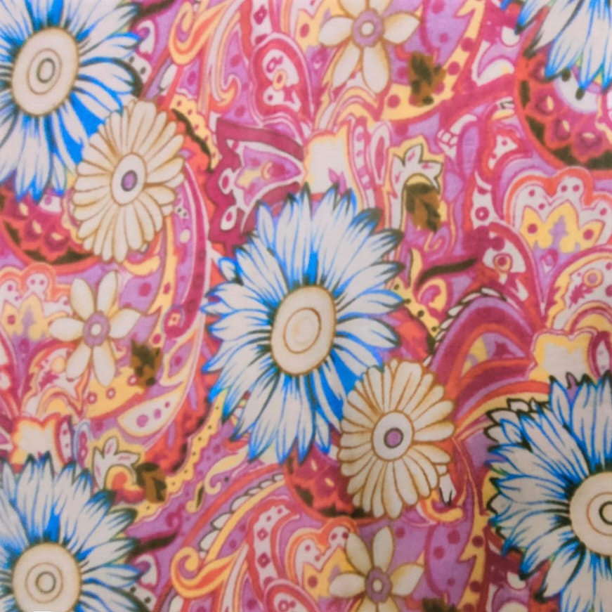 Sun Flower Print Print On Silk Chiffon-SCPS203